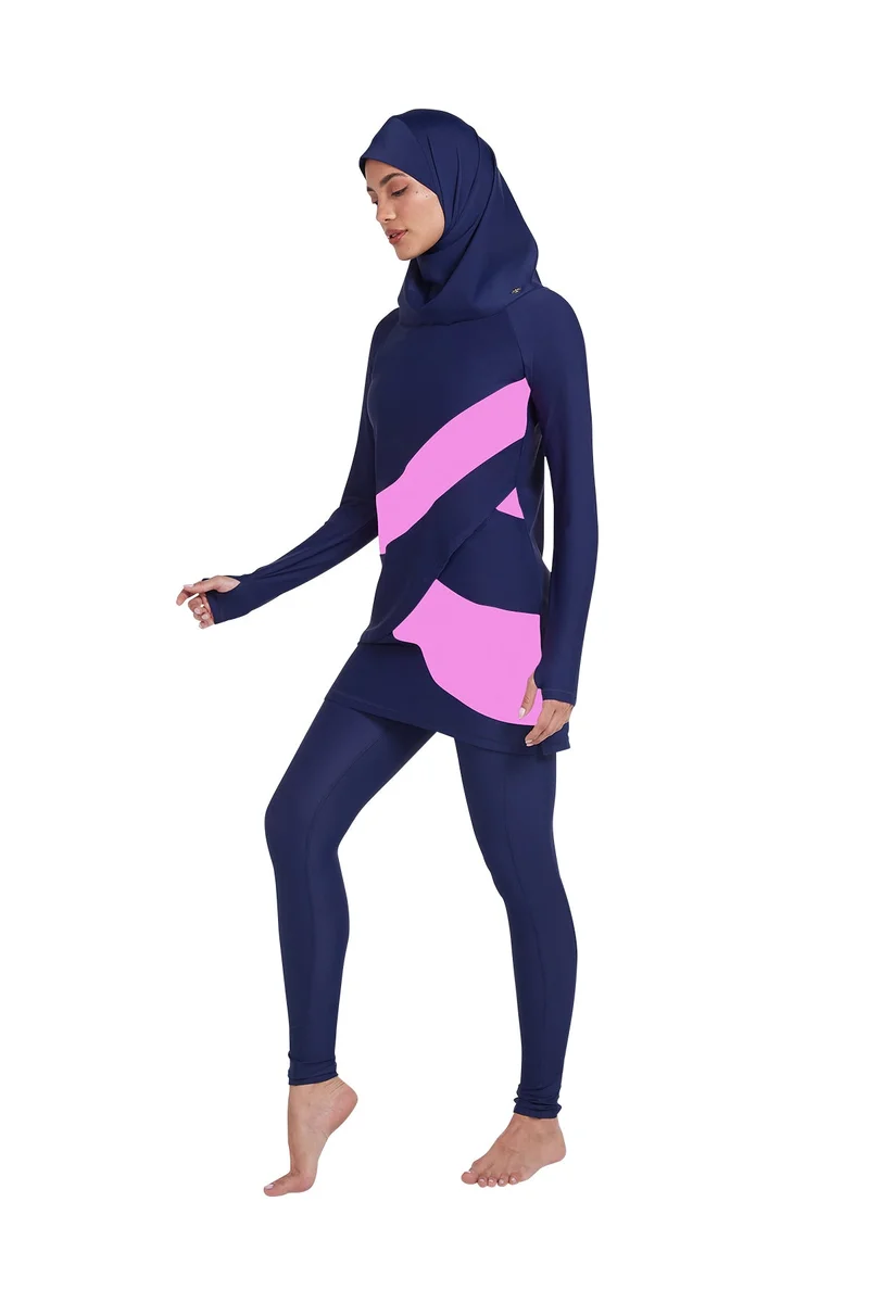 Coega Sunwear  COEGA  Ladies Ladies Modest 3pc Swim Set - Blue Pink Marble for Women | Best Price UAE
